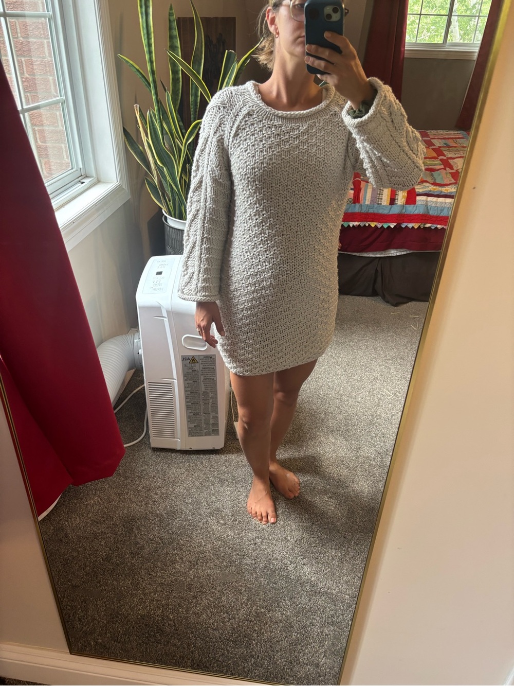 Cozy Knit Long Sleeve Dress - Cream
